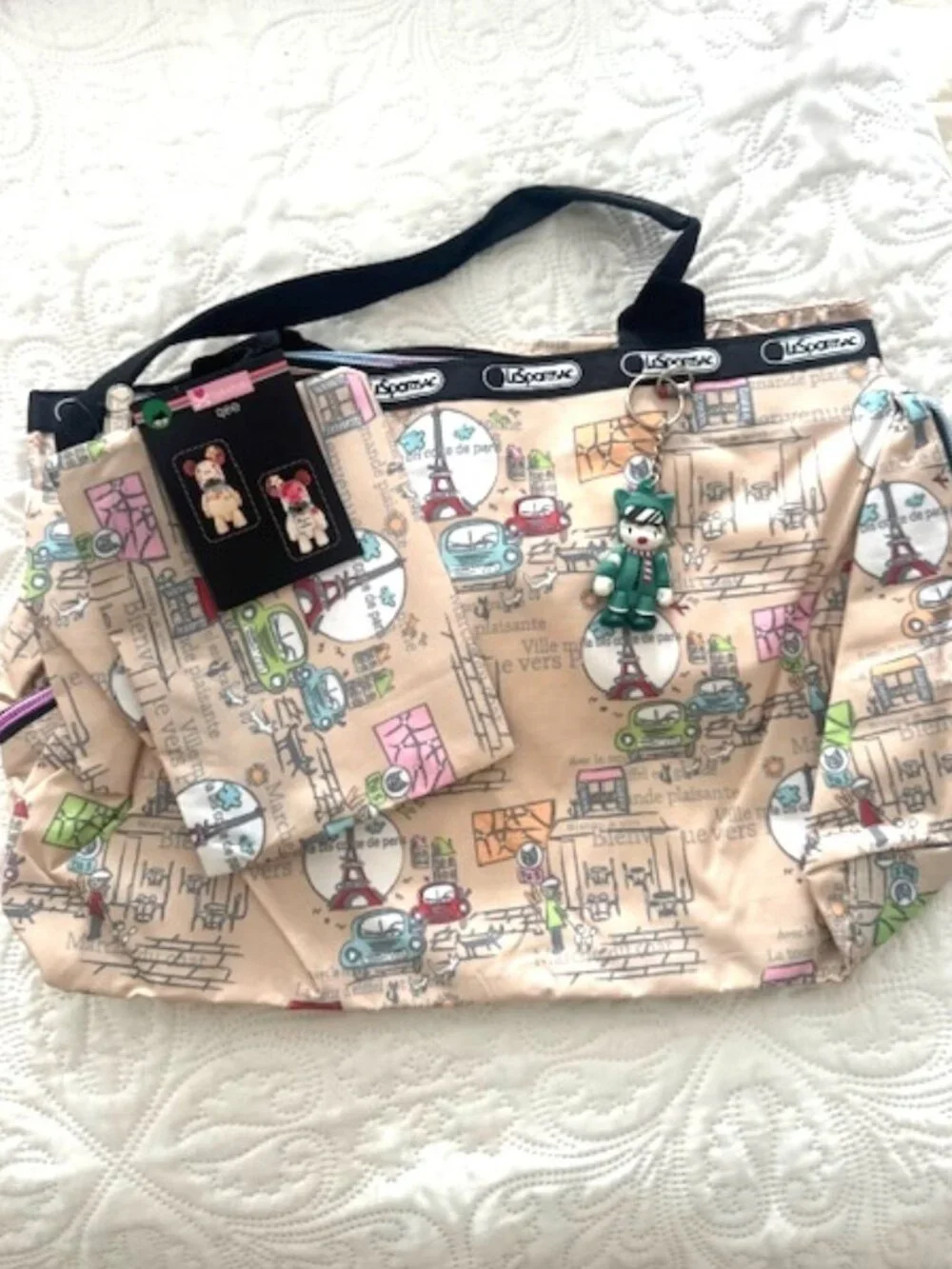 Rare Tokidoki For LeSportsac Paris City Life Tote With Matching Pouch &Toy Charm